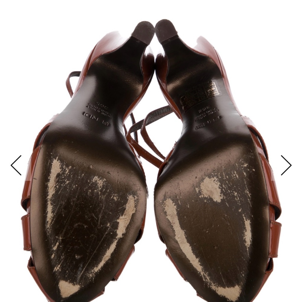 Fendi Brown High-Heeled Sandals with T-Strap Design - Picture 3 of 3